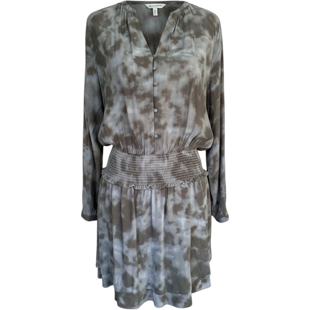 Rails Jasmine Slate Tie Dye Smocked Waist Tiered Mini Dress Grey‎ Womens Small